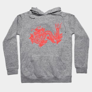 Traditional Papercut Dragon Red Hoodie